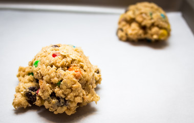 cookie dough on a baking sheet 