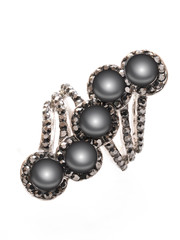 ring with black pearls on a white background