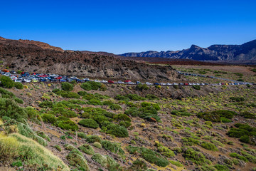 Parking car in El Teide National Park, Tenerife, Canary Islands, Spain
