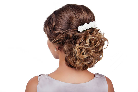 female hairstyle rear view isolated