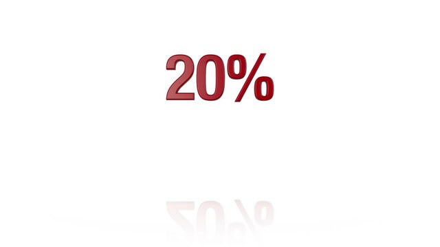 Percentage Animation 10%, 20%, 30%, 40%, 50% and 60% on white background