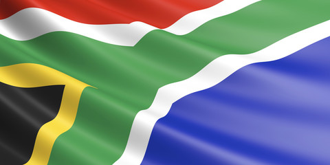 Obraz premium Flag of South Africa waving in the wind.
