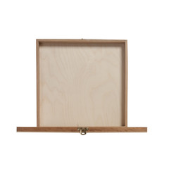 open wooden case on a white background