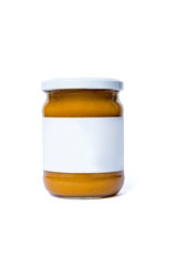 Jar of squash caviar isolated