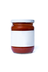 Jar of tomato paste isolated