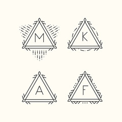 Monogram design template. Set of vector borders.