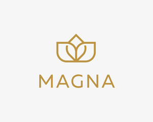 Abstract flower logo icon design. Elegant crown line symbol. Universal premium vector sign.