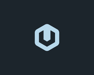 Abstract letter V U logo design template. Colorful creative hexagon sign. Universal vector icon.