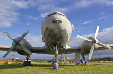 Fototapeta na wymiar obsolete aircraft under the blue sky