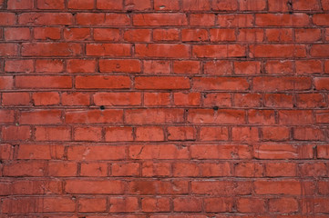 The red brick wall. Texture