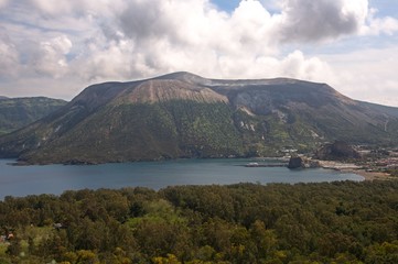 A volcano Gran cratere and Porto Levante located on the island of Vulcano, Aeolian (Lipari) Islands, Italy.