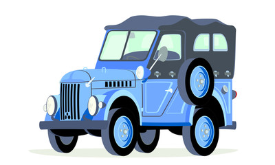 Caricatura GAZ 69M - Carpati  M461 azul carpado cerrado vista frontal y lateral