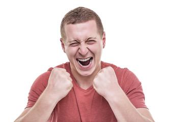 Man rejoices victory.