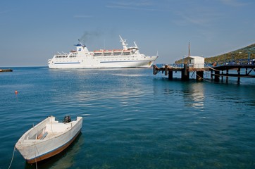 Fototapeta na wymiar Porto Levante on the Vocano Island, Aeolian Islands, Sicily, Italy