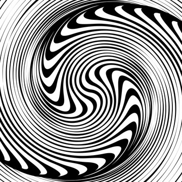 Black and white spiral optical illusion