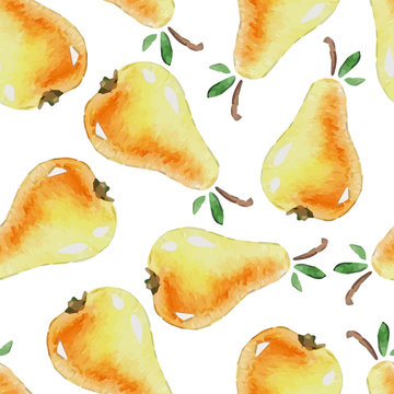 Seamless Patterns with  watercolor pears
