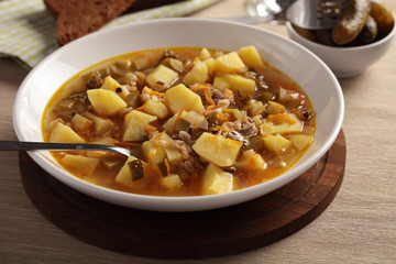 Russian soup rassolnik
