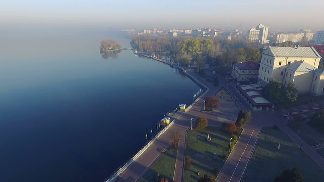 Aerial view of the picturesque town Ternopil
