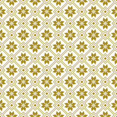 Seamless background image of golden square geometry flower pattern.
