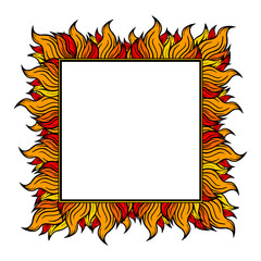  Squared frame with spurts of flame. Vector illustration. 