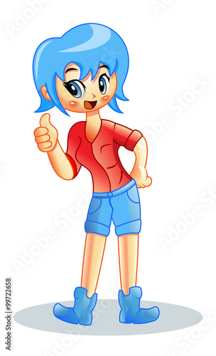 "Cute And Smart Girl Character" Stock image and royalty-free vector