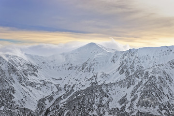 Cloud and sun in Kasprowy Wierch of Zakopane in Tatras  in winter
