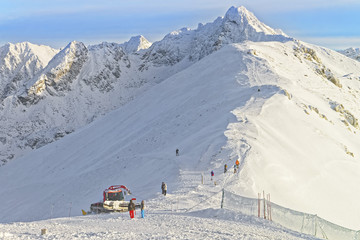 Ratrack at work on Kasprowy Wierch peak of Zakopane in the winter