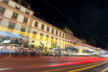 Fototapeta na wymiar darmstadt germany traffic lights at night