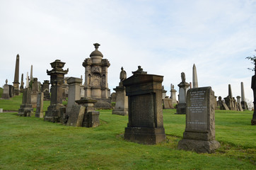 Fototapeta na wymiar The Glasgow Necropolis, Victorian gothic cemetery, Scotland, UK..