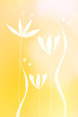 Fototapeta na wymiar white flower painted on blurred colorful background