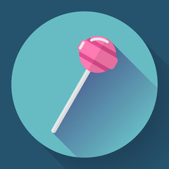 Sweet candy. Pink lollipop vector illustration