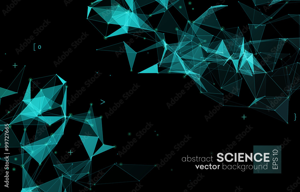Poster Wireframe mesh polygonal background. 