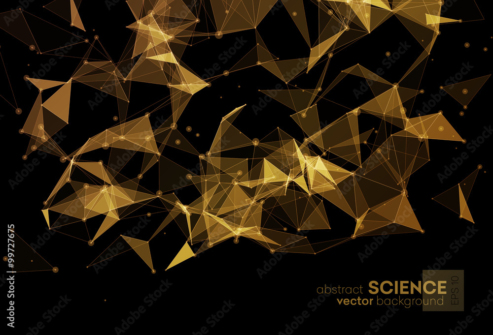 Poster Wireframe mesh polygonal background. 