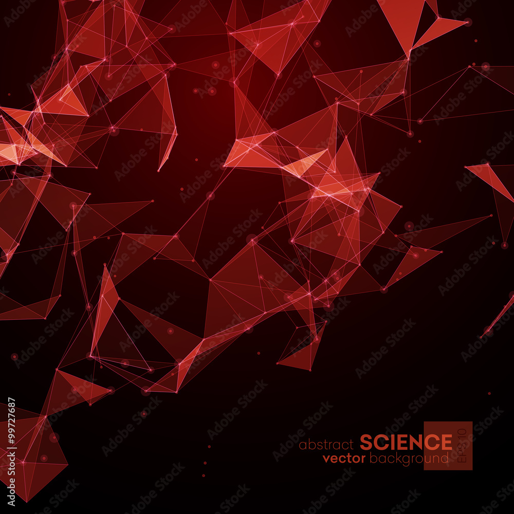 Poster Wireframe mesh polygonal background. 