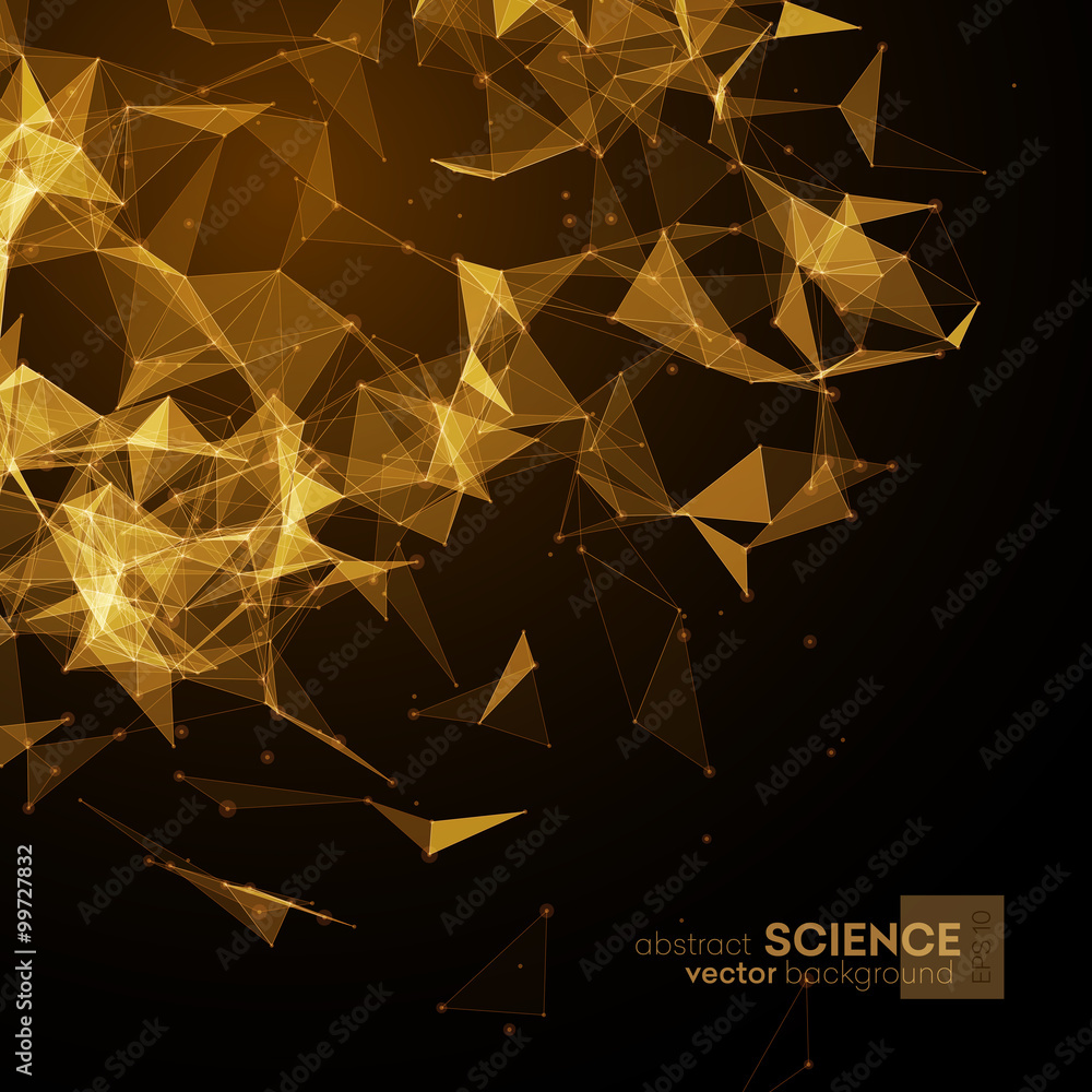 Poster Wireframe mesh polygonal background. 