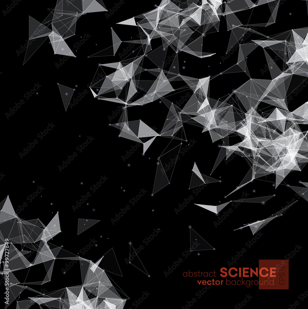 Poster Wireframe mesh polygonal background. 