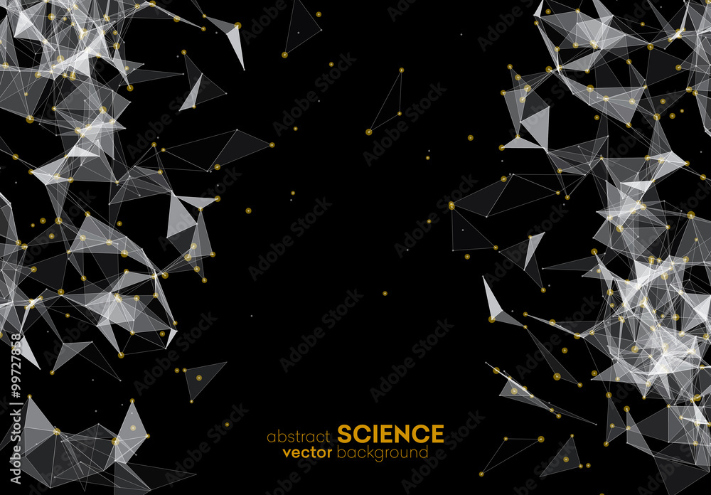 Poster Wireframe mesh polygonal background. 