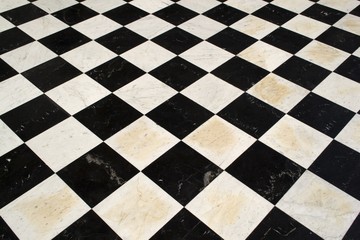 Black and white floor tiles checkered background