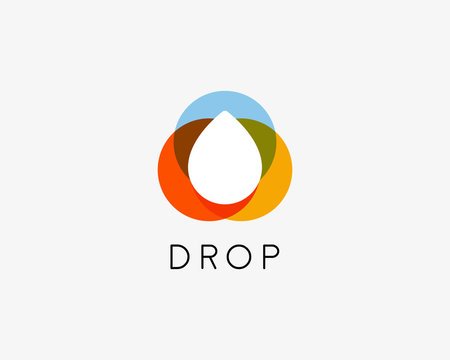 Color liquid water aqua oil drop abstract vector logo design template. Waterdrop creative  logotype. 