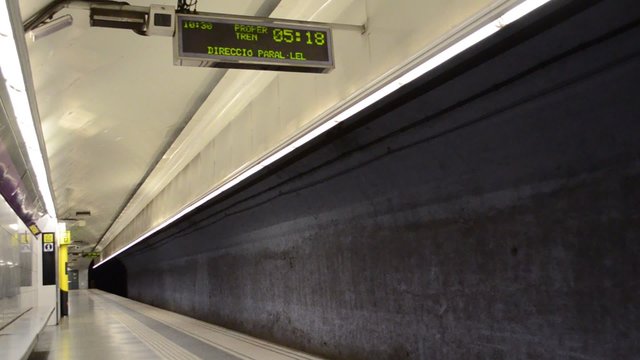 Train in Barcelona city underground.