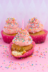 Pink cupcake with frosting