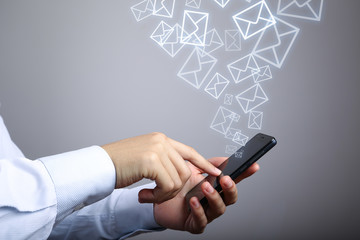 Businessman Use Smart Phone With Email Icons
