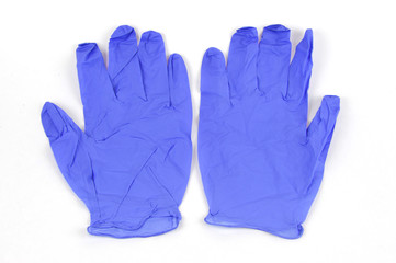 latex gloves on white background