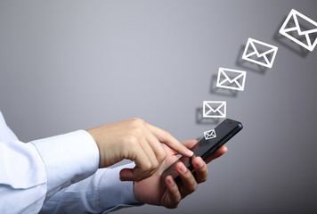 Businessman Use Smart Phone With Email Icons