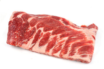 raw pork ribs on white background