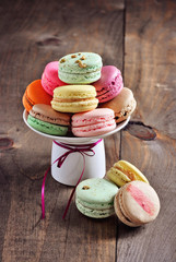 French macarons or macaroons, dessert, toned image, selective focus