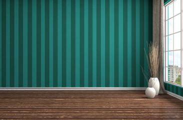 Fototapeta na wymiar empty green interior. 3d illustration