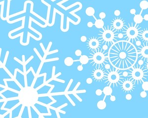 Winter Snowflakes on Light Blue Background 