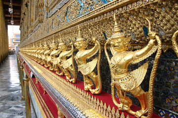 Obraz premium Ancient sculpture works in Wat Phra Kaew, Bangkok,Thailand