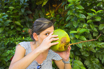 Girl with a coconut